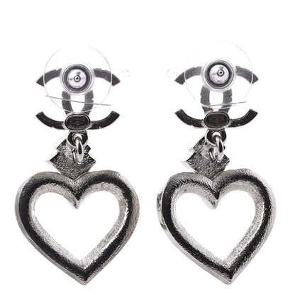 Chanel Crystal Heart CC Drop Earrings Silver Mutlicolor 2 of 6