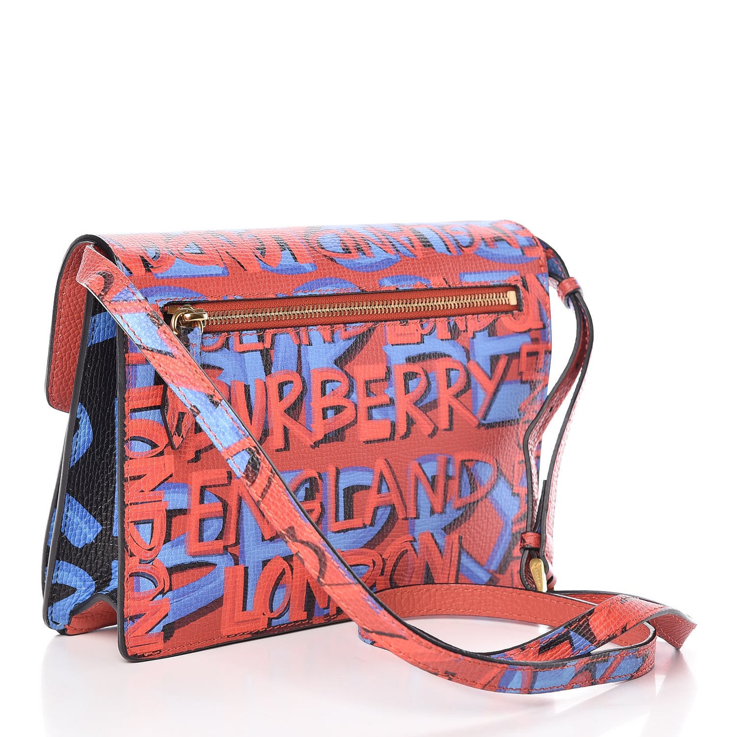 Calfskin Graffiti Print Small Macken Crossbody Bag Black
