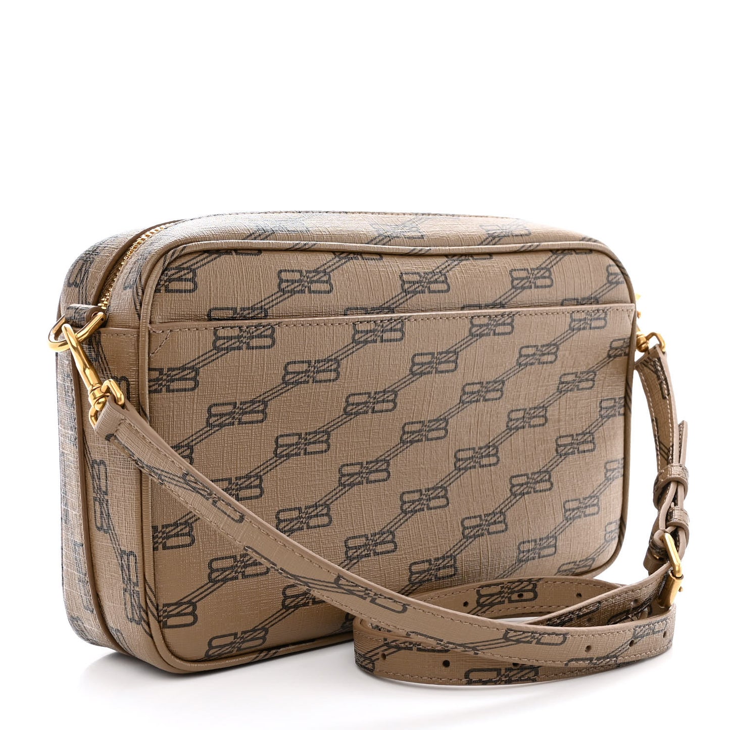 Coated Canvas BB Monogram Medium Signature Camera Bag Beige Brown