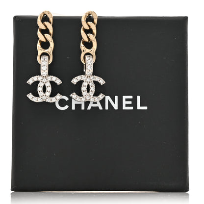 Chanel Metal Crystal CC Chain Drop Earrings  Gold 5 of 5