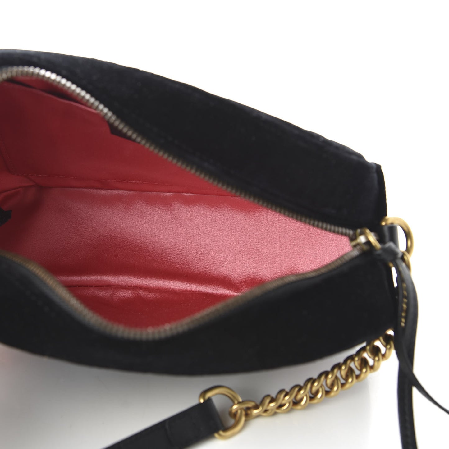 Velvet Matelasse Crystal Star Embroidered Small GG Marmont Chain Shoulder Bag Black