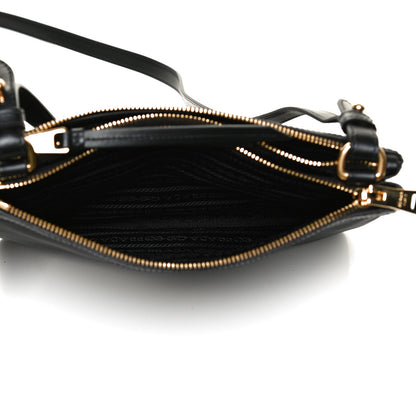 Prada Tessuto Nylon Soft Calf Double Zip Crossbody Bag Black 4 of 10