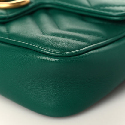 Gucci Calfskin Matelasse Super Mini GG Marmont Shoulder Bag Emerald Green 9 of 10