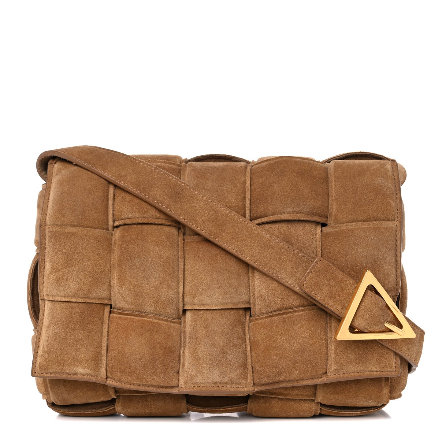Suede Maxi Intrecciato Padded Cassette Crossbody Bag Taupe