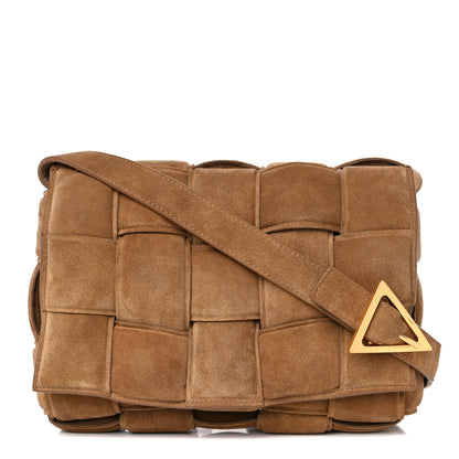 Bottega Veneta Suede Maxi Intrecciato Padded Cassette Crossbody Bag Taupe 1 of 9