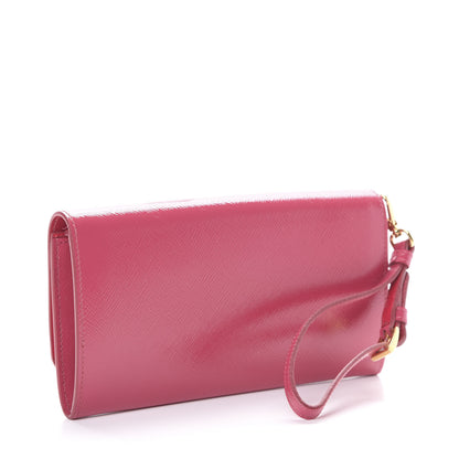 Prada Saffiano Vernice Mini Pochette Wristlet Wallet Peonia 2 of 7