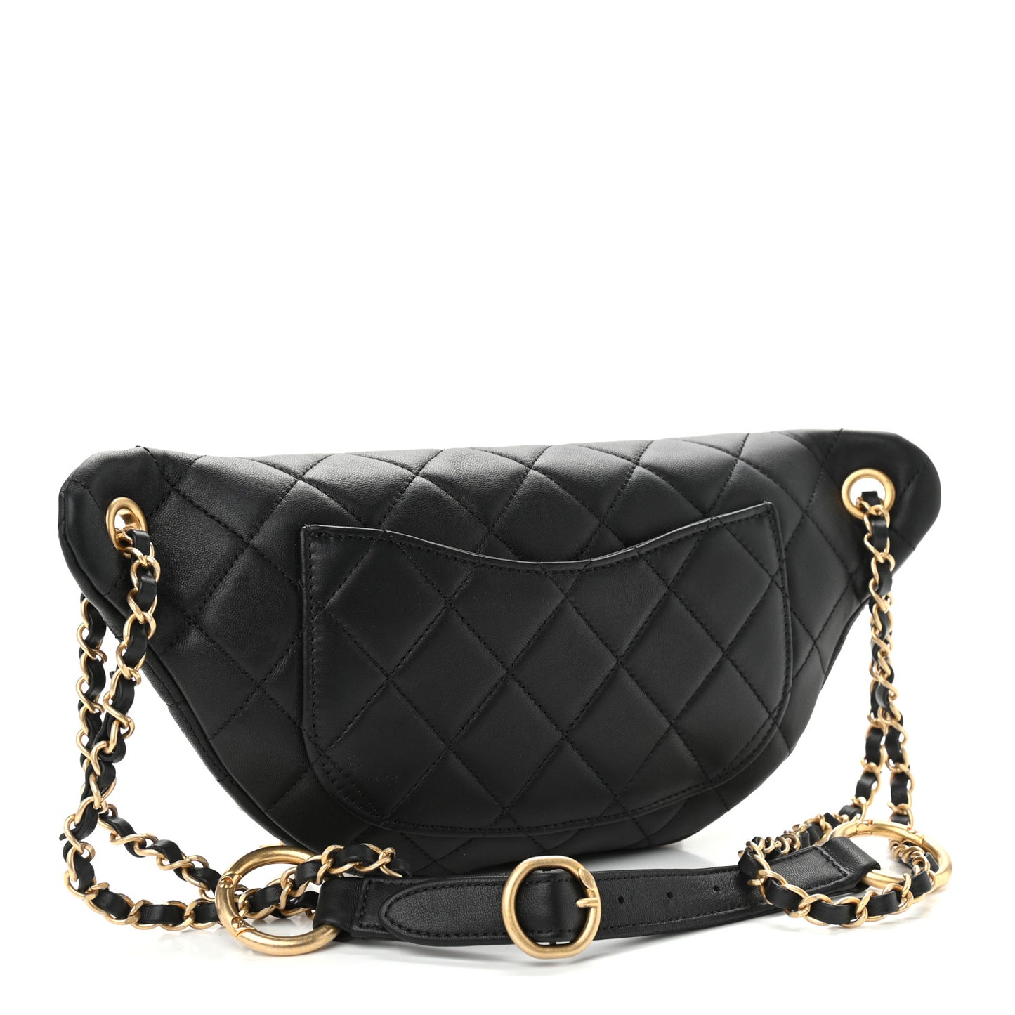 Lambskin Quilted All About Chains Waist Belt Bag Black