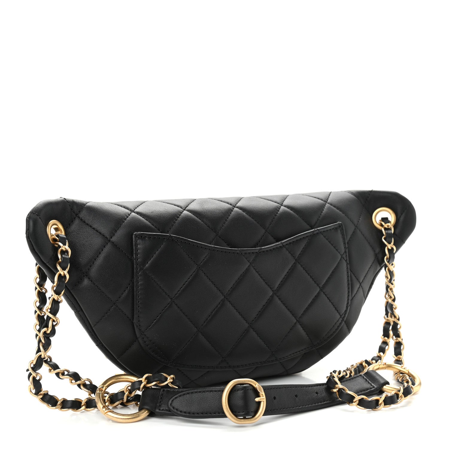 Chanel Lambskin Quilted All About Chains Waist Belt Bag Black 3 of 9