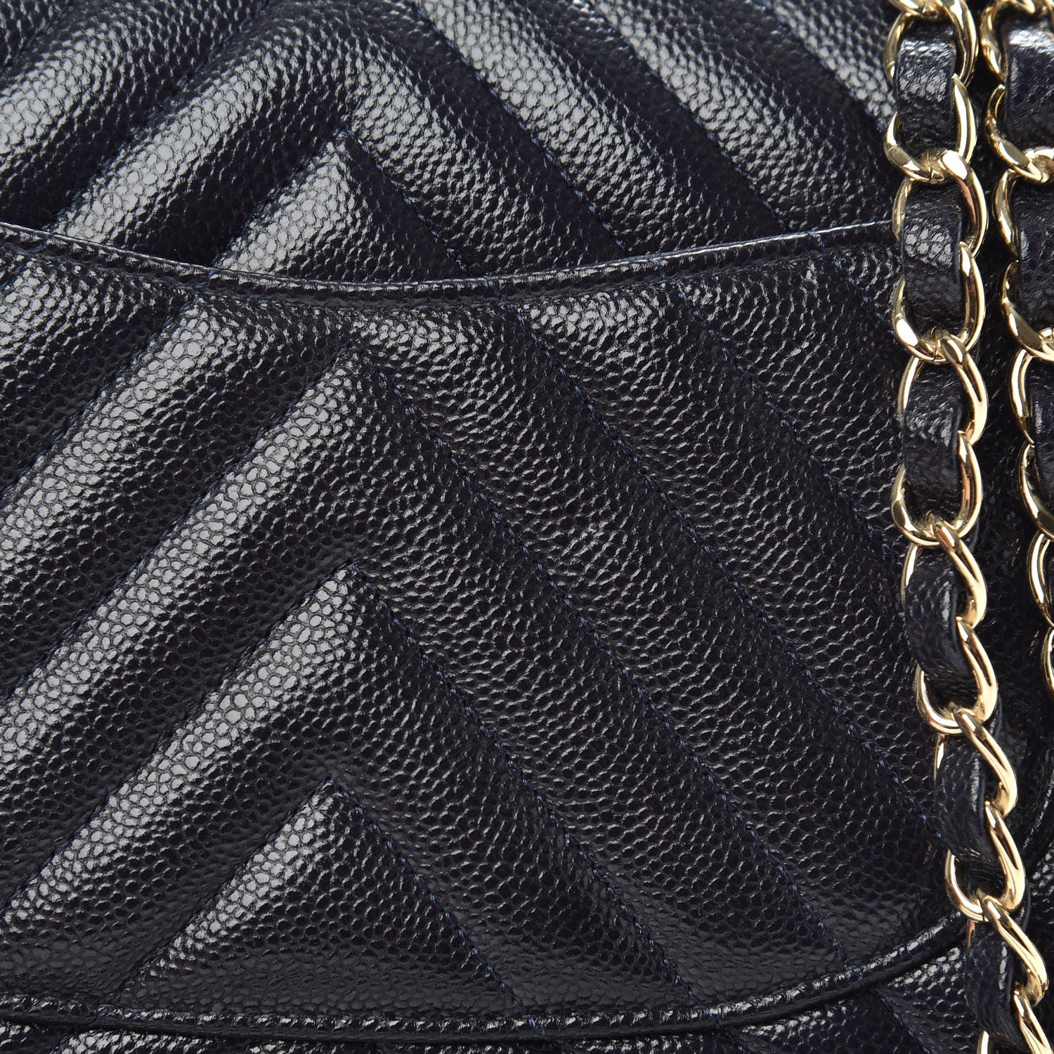 Chanel Caviar Chevron Quilted Small Double Flap Navy Blue 10 of 11