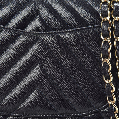 Chanel Caviar Chevron Quilted Small Double Flap Navy Blue 10 of 11