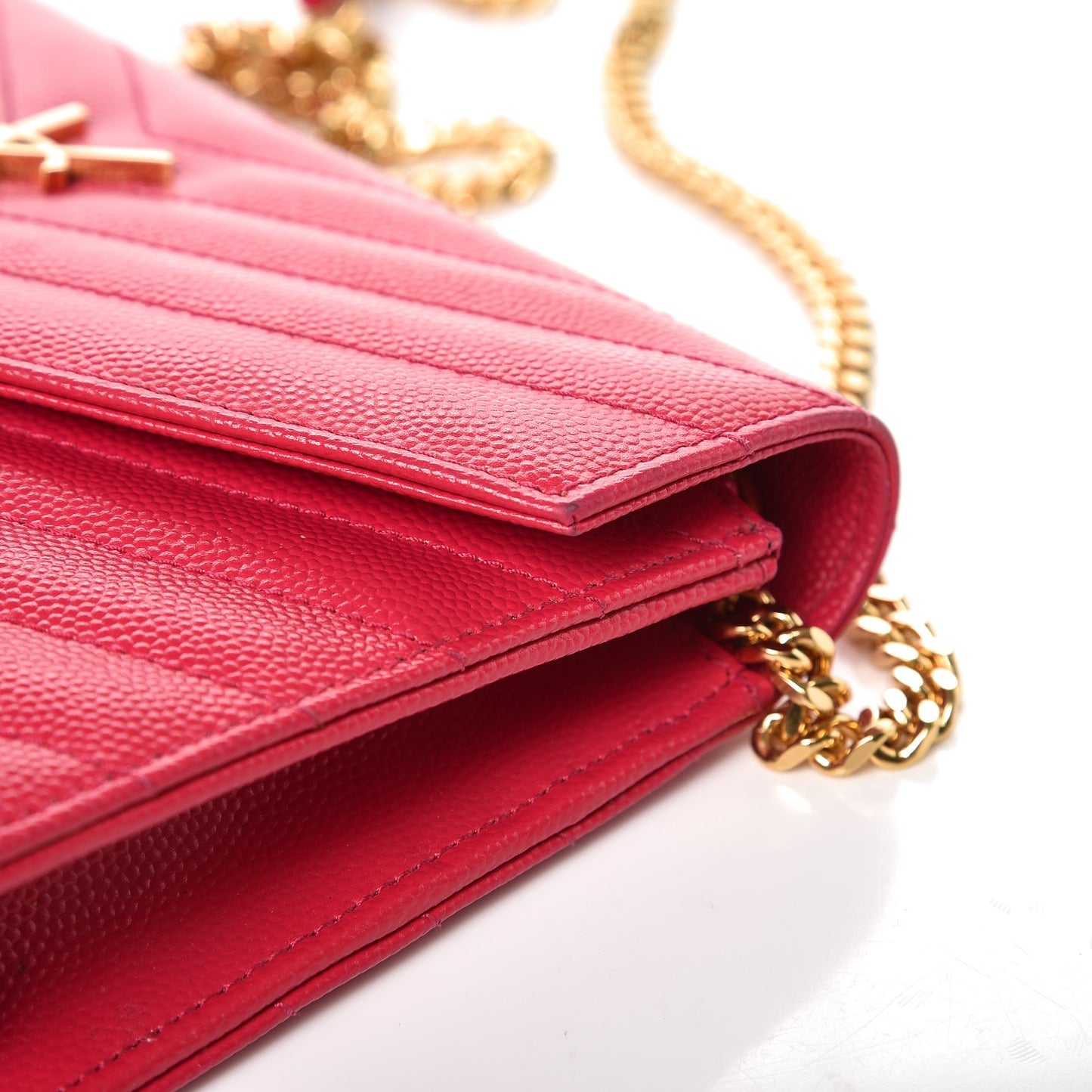 Grain De Poudre Matelasse Chevron Monogram Envelope Chain Wallet Bubblegum
