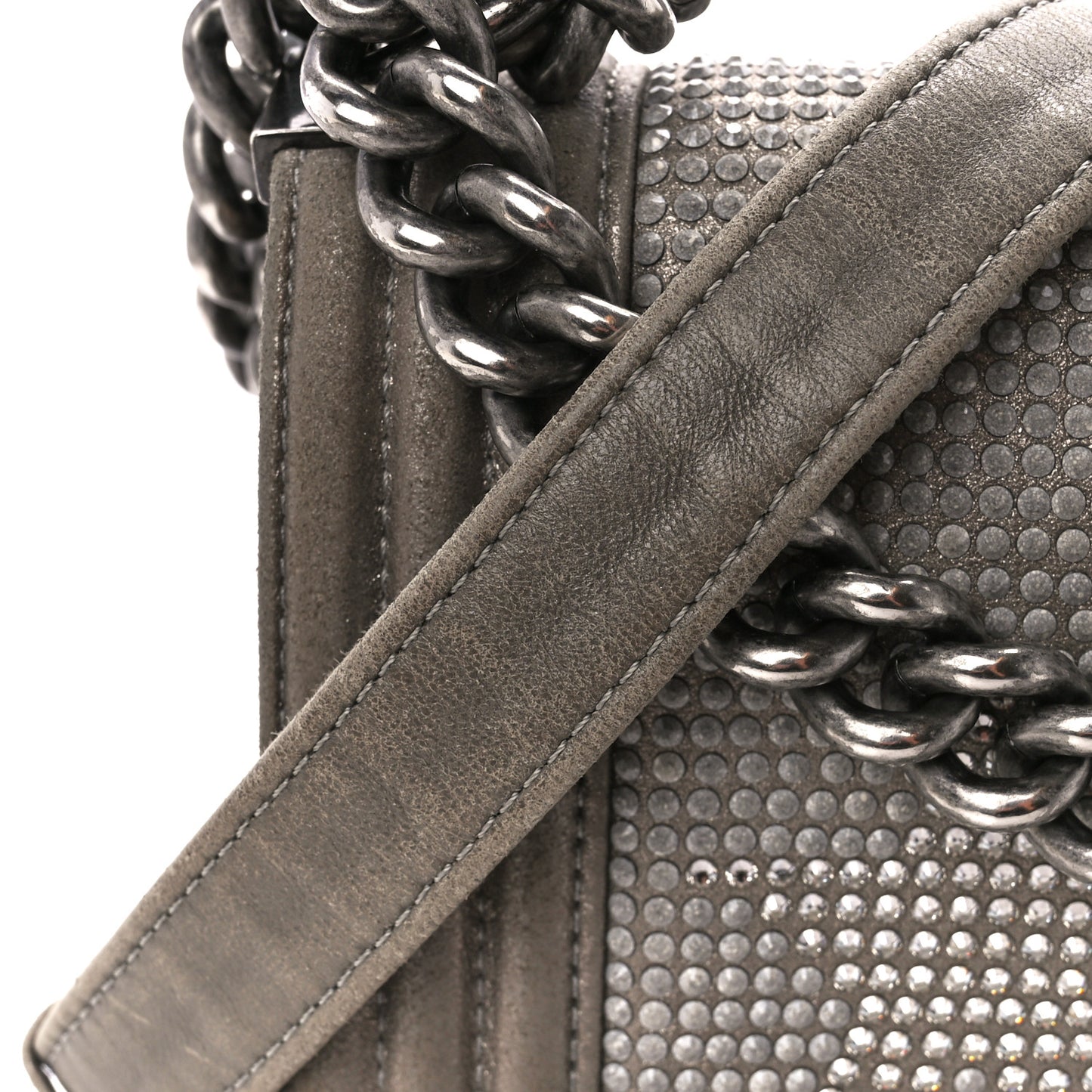 Iridescent Calfskin Quilted Strass Medium Paris Dallas Boy Flap Dark Khaki