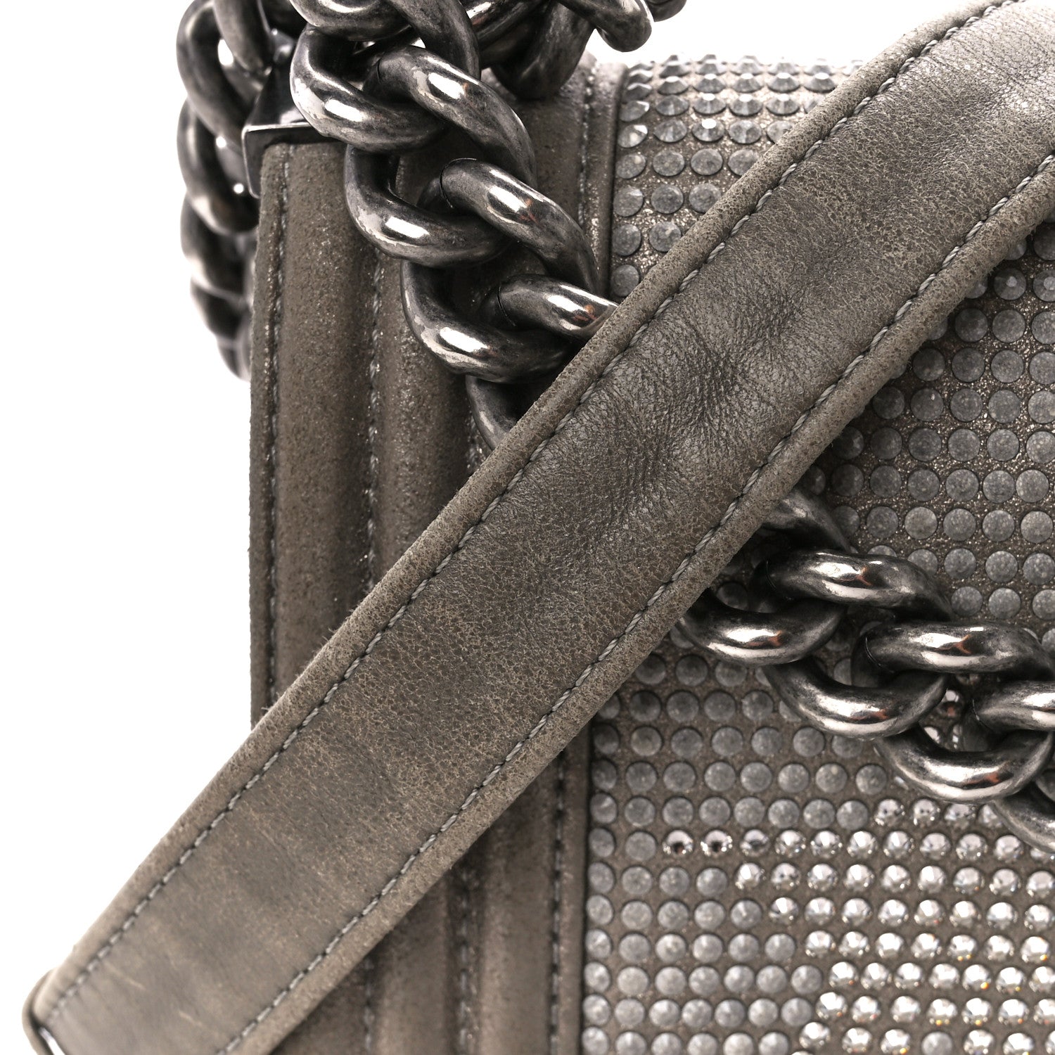 Chanel Iridescent Calfskin Quilted Strass Medium Paris Dallas Boy Flap Dark Khaki 12 of 12