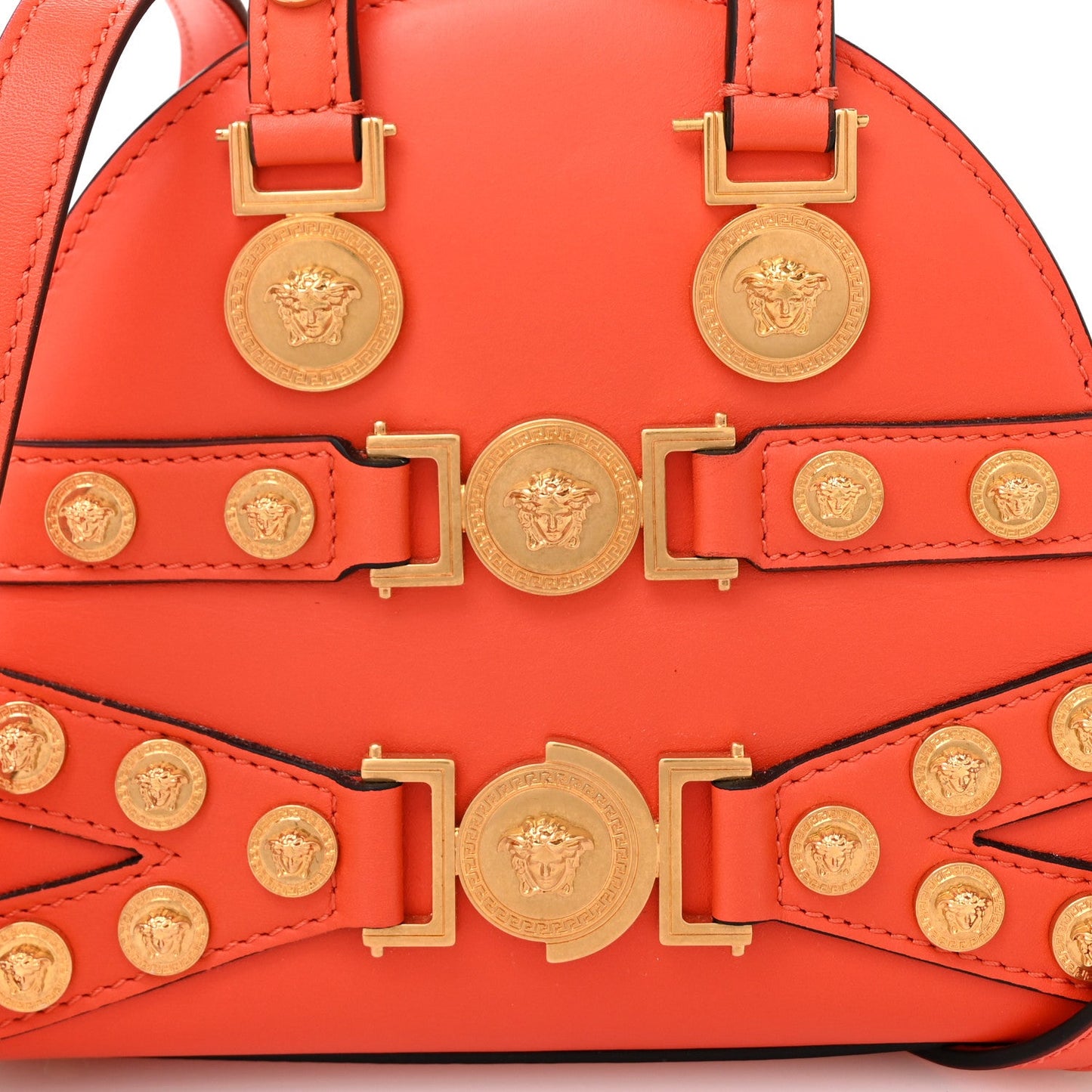Calfskin Small Medallion Tribute Bowling Bag Orange