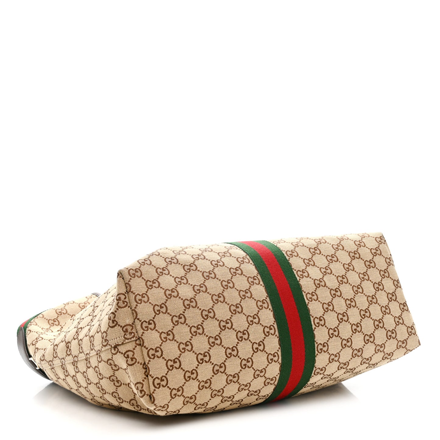 GG Monogram Web Large Giglio Tote Beige Brown
