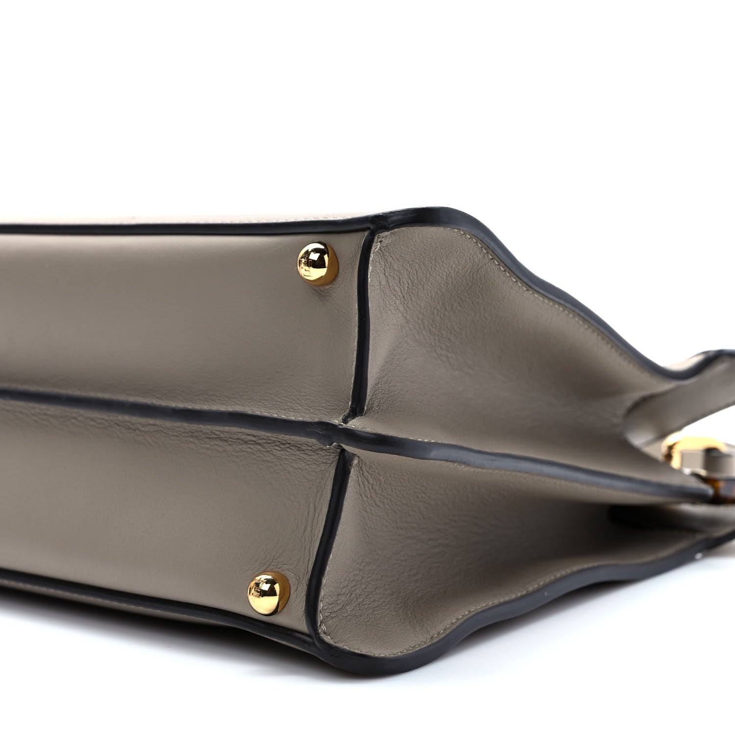 Fendi Vitello Seta Shiny Nappa Plexiglass Medium Peekaboo I SEE U Satchel Tortora 15 of 15