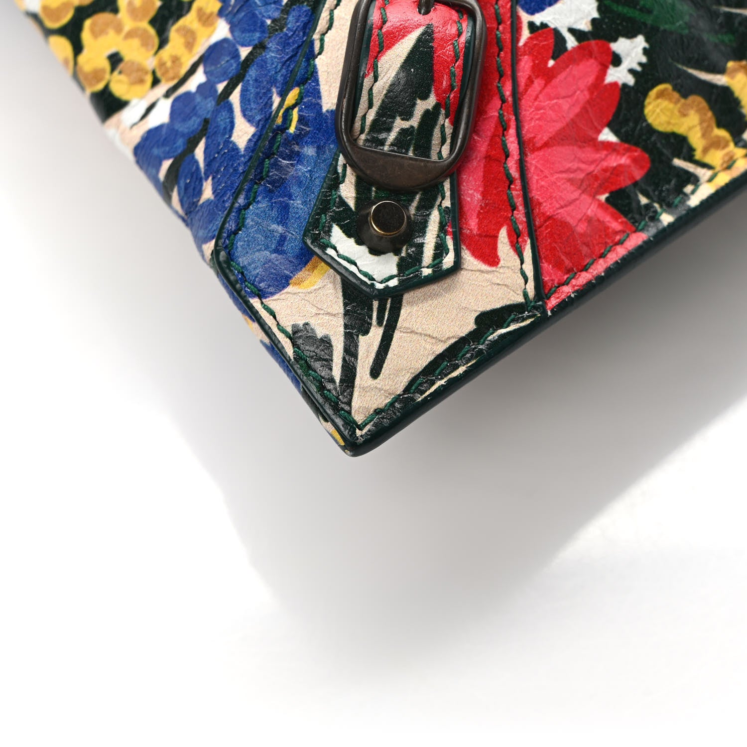 Balenciaga Agneau Classic Hardware Fleurs Small Pouch Beige Red Green 9 of 9