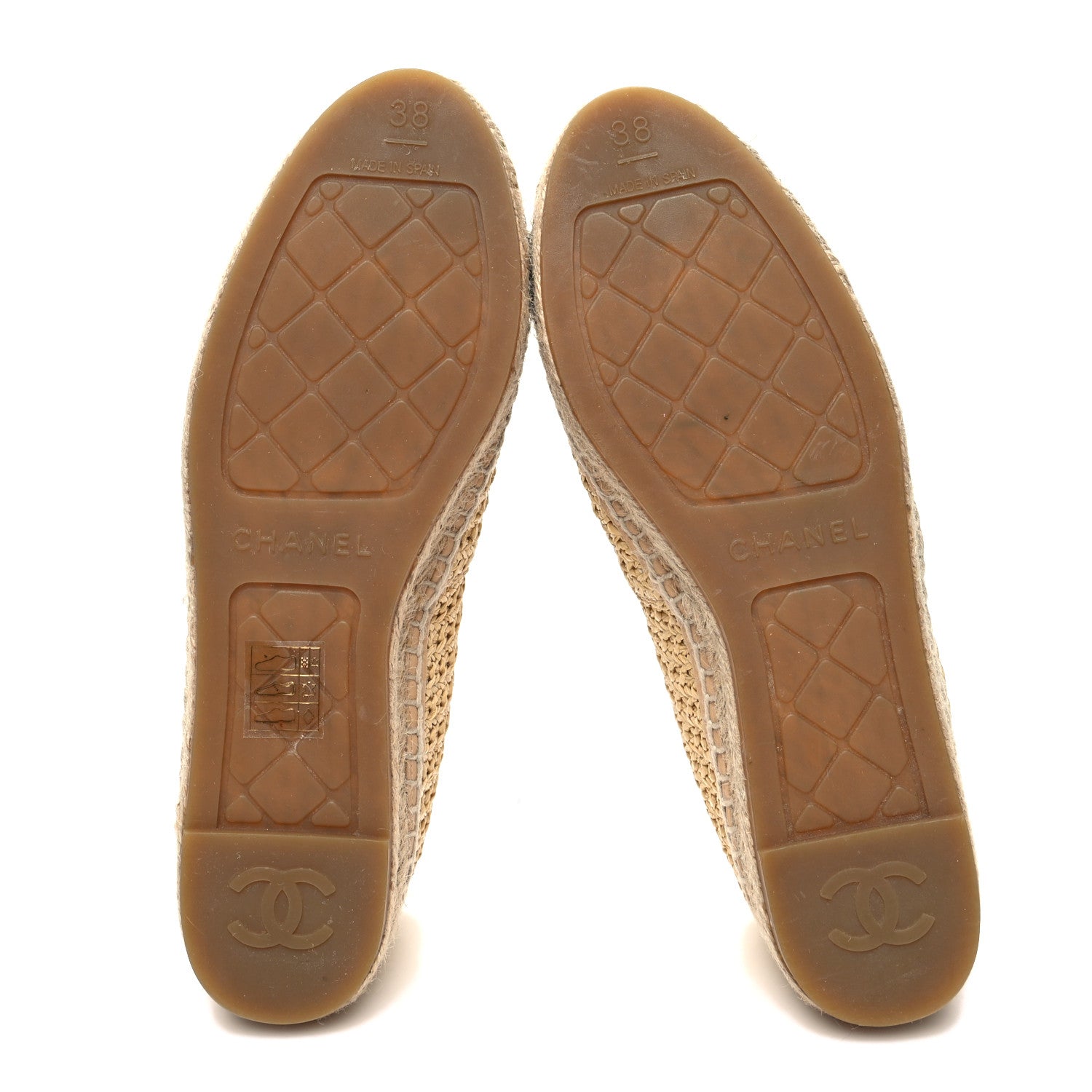 Chanel Braided Fabric Lambskin CC Espadrilles 38 Beige Black 5 of 9
