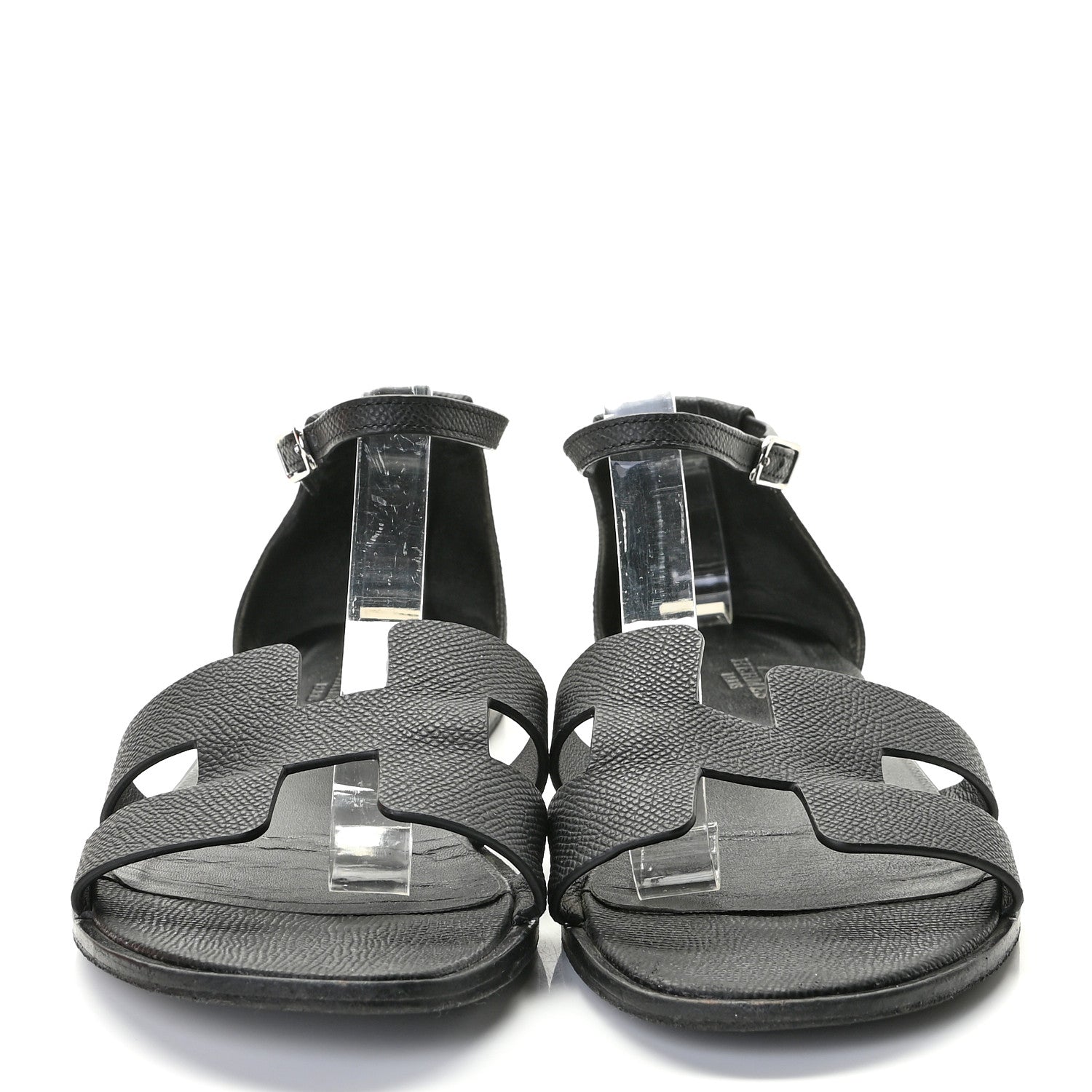 Hermes Epsom Santorini Sandals 38 Black 2 of 14