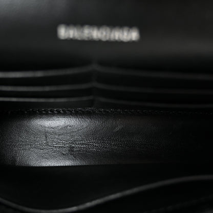 Balenciaga Shiny Calfskin Monochrome Crocodile Embossed Hourglass Chain Bag Black 5 of 10