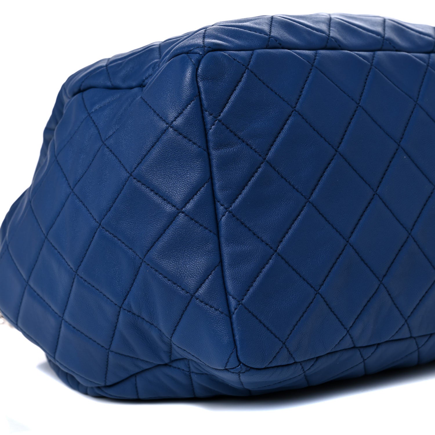 Chanel Lambskin Quilted CC Chain Bucket Drawstring Bag Blue 8 of 10