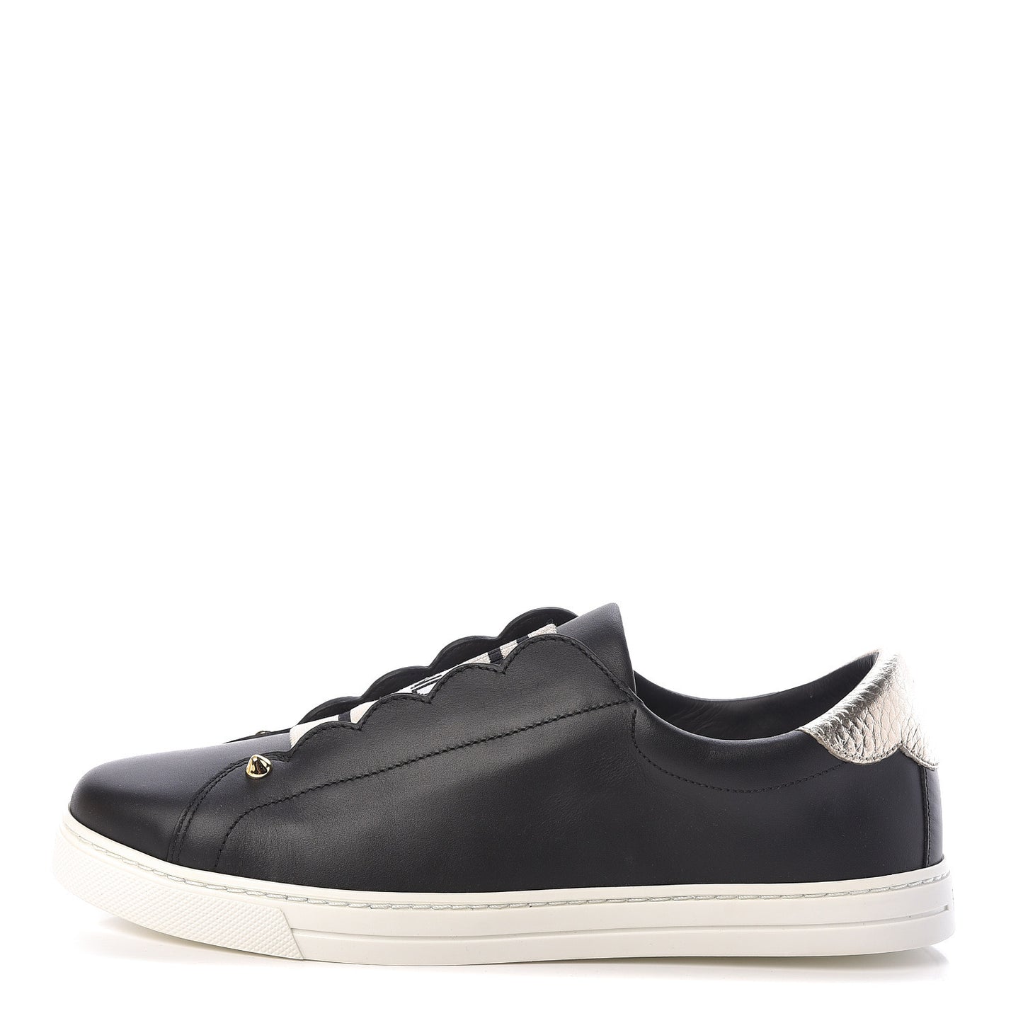 Vitello Lurex Rockoclick Slip On Sneakers 39.5 Black Gold
