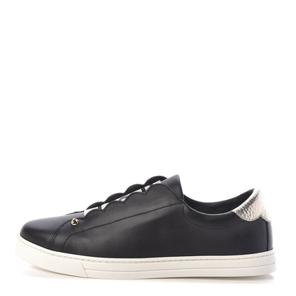 Fendi Vitello Lurex Rockoclick Slip On Sneakers 39.5 Black Gold 1 of 8