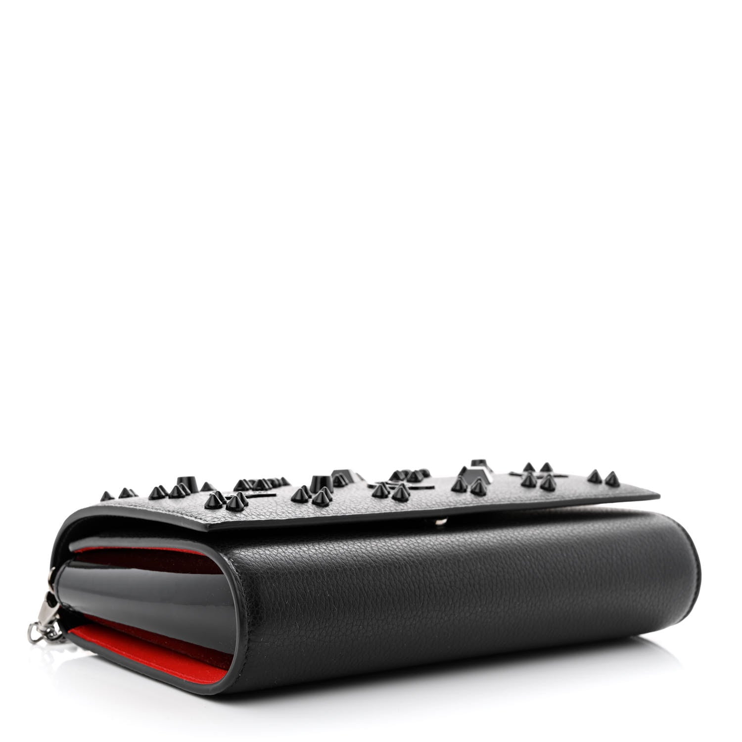 Christian Louboutin Calfskin Spikes Loubinthesky Paloma Clutch Black 4 of 11