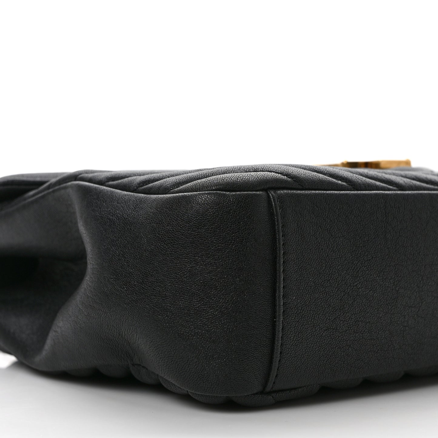 Sheepskin Matelasse Chevron Monogram Large College Satchel Black