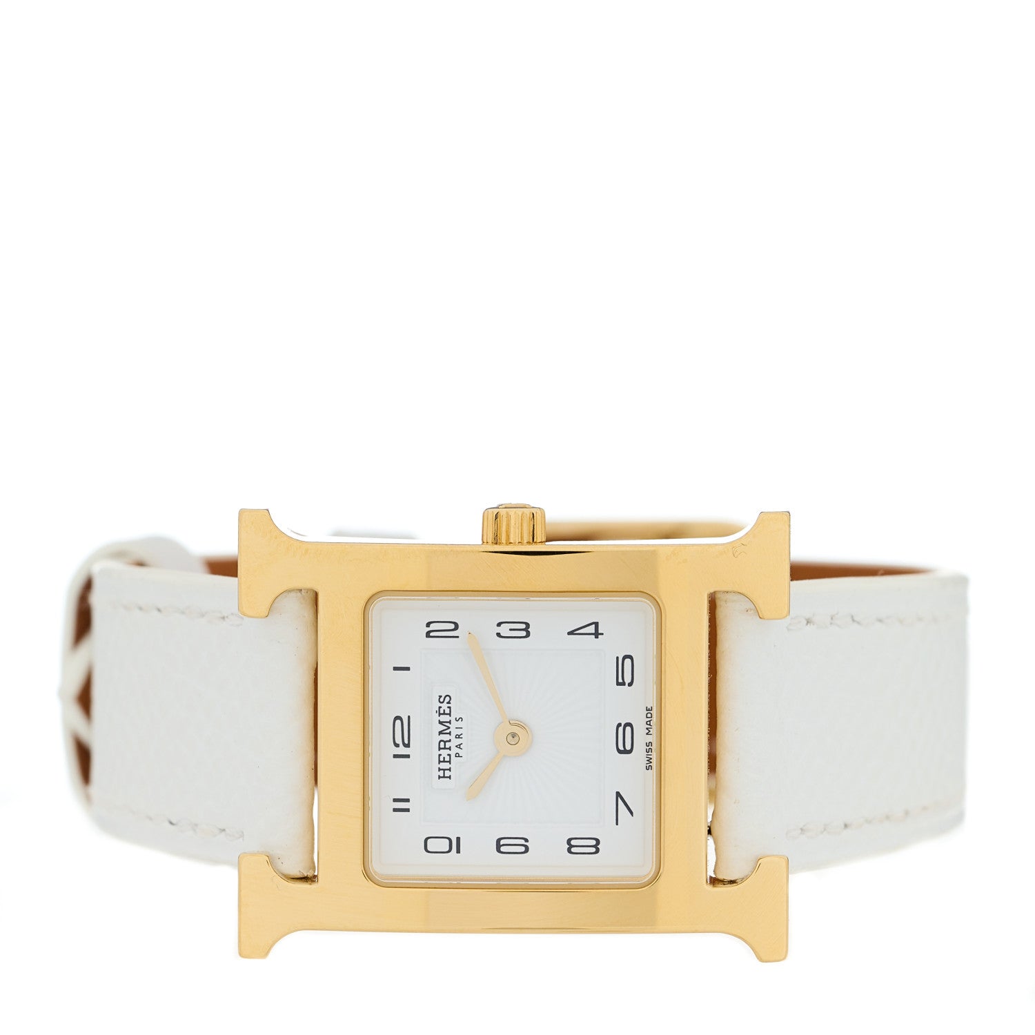 Hermes Stainless Steel Epsom 21mm Heure H Hour Quartz Watch Blanc 2 of 5