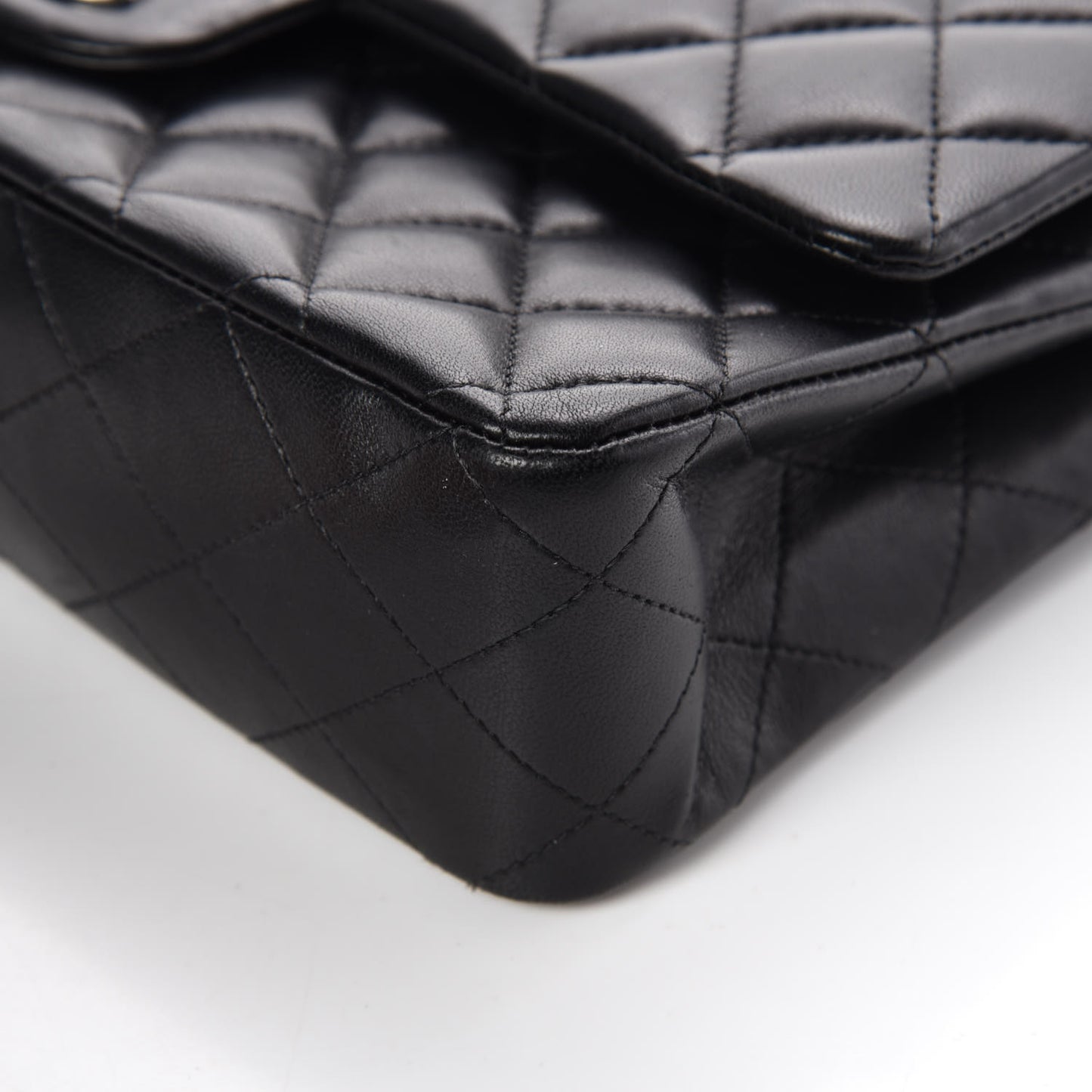 Lambskin Quilted Medium Double Flap Black