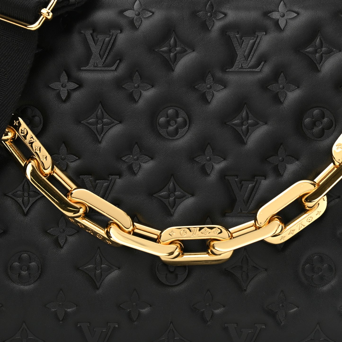 Lambskin Embossed Monogram Coussin MM Black