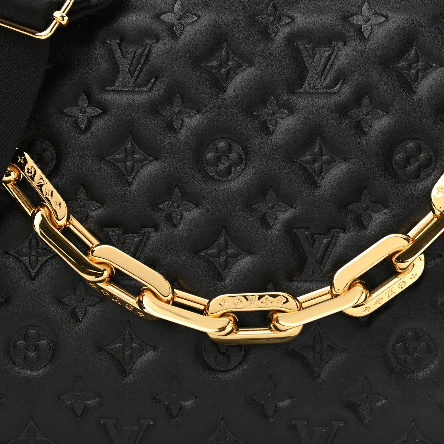 Louis Vuitton Lambskin Embossed Monogram Coussin MM Black 7 of 9