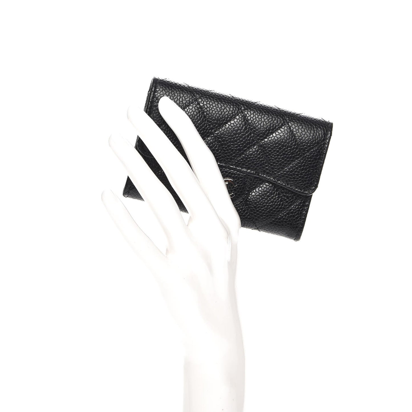 Caviar Quilted Flap Card Holder Black