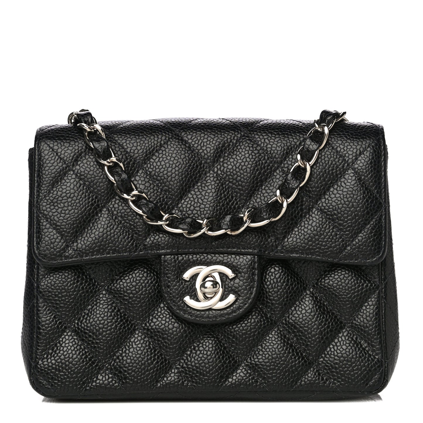 Caviar Quilted Mini Square Flap Black