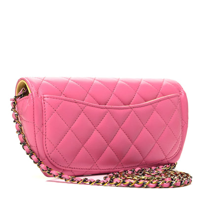 Chanel Lambskin Quilted Glasses Case With Chain Pink Yellow 3 of 9