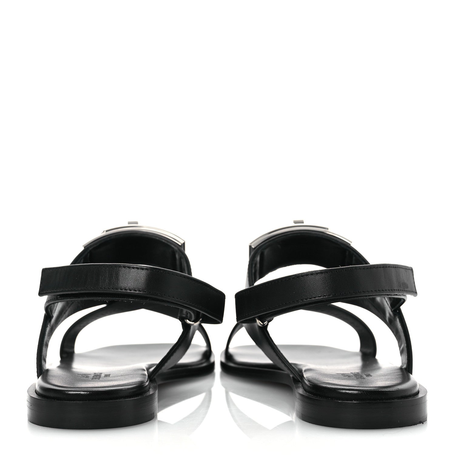 Hermes Calfskin Womens Ines Sandals 38 Black 6 of 14