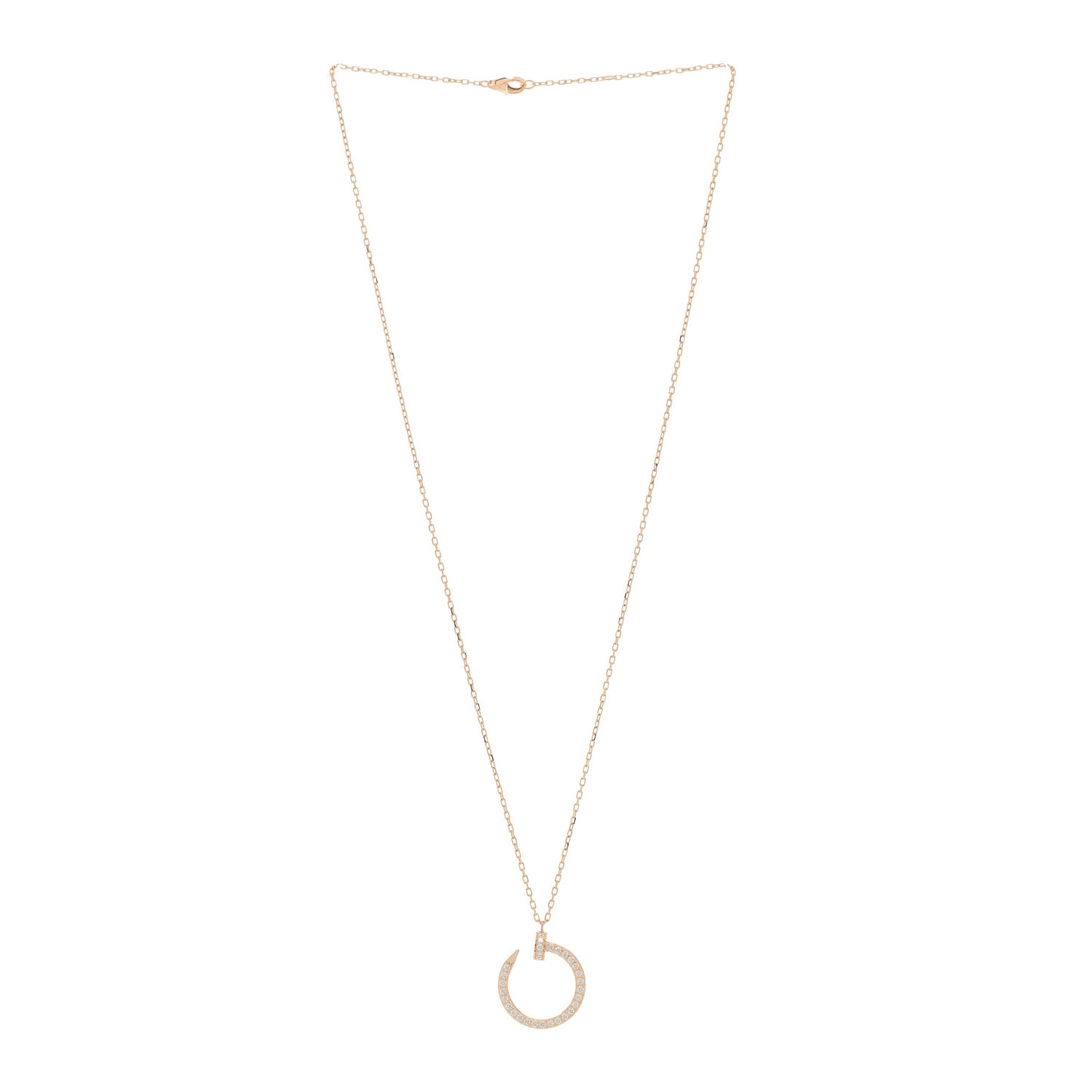 18K Pink Gold Diamond Juste Un Clou Paved Pendant Necklace