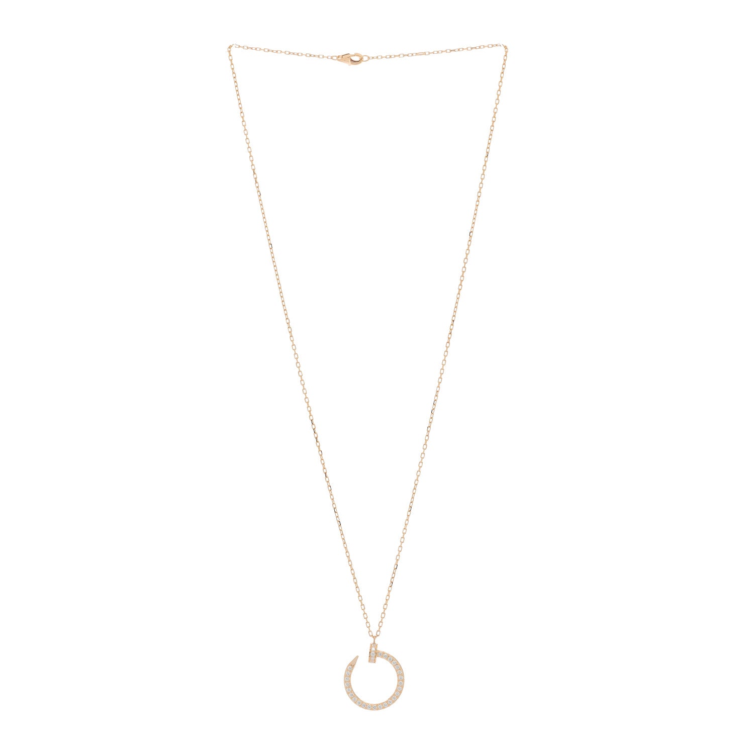Cartier 18K Pink Gold Diamond Juste Un Clou Paved Pendant Necklace 2 of 7