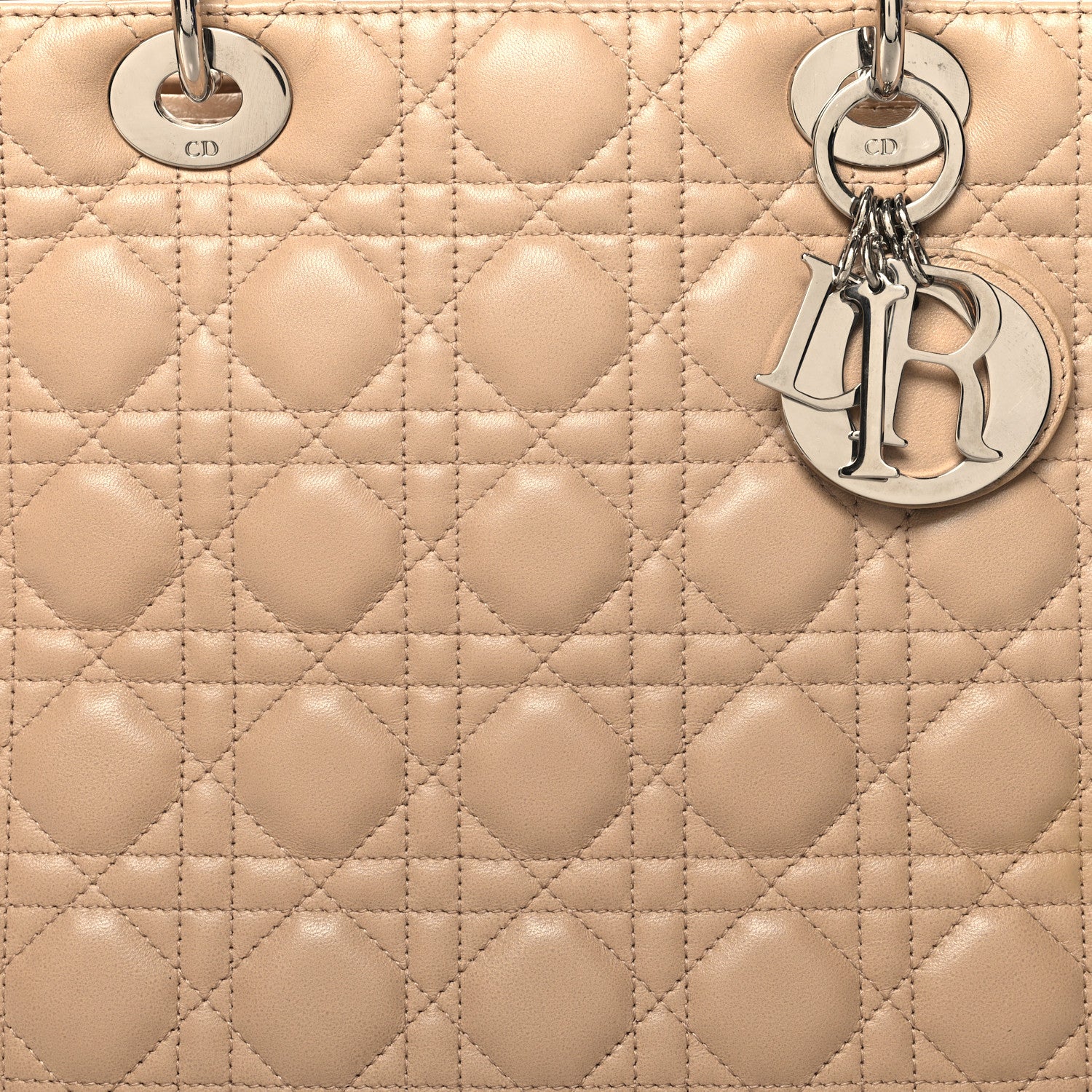 Christian Dior Lambskin Cannage Large Lady Dior Beige 8 of 10