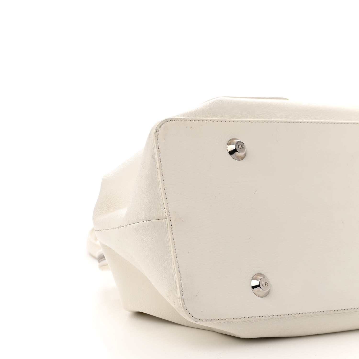 Christian Dior Calfskin Buckle Frame Satchel White 9 of 17