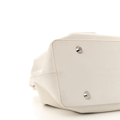 Christian Dior Calfskin Buckle Frame Satchel White 9 of 17