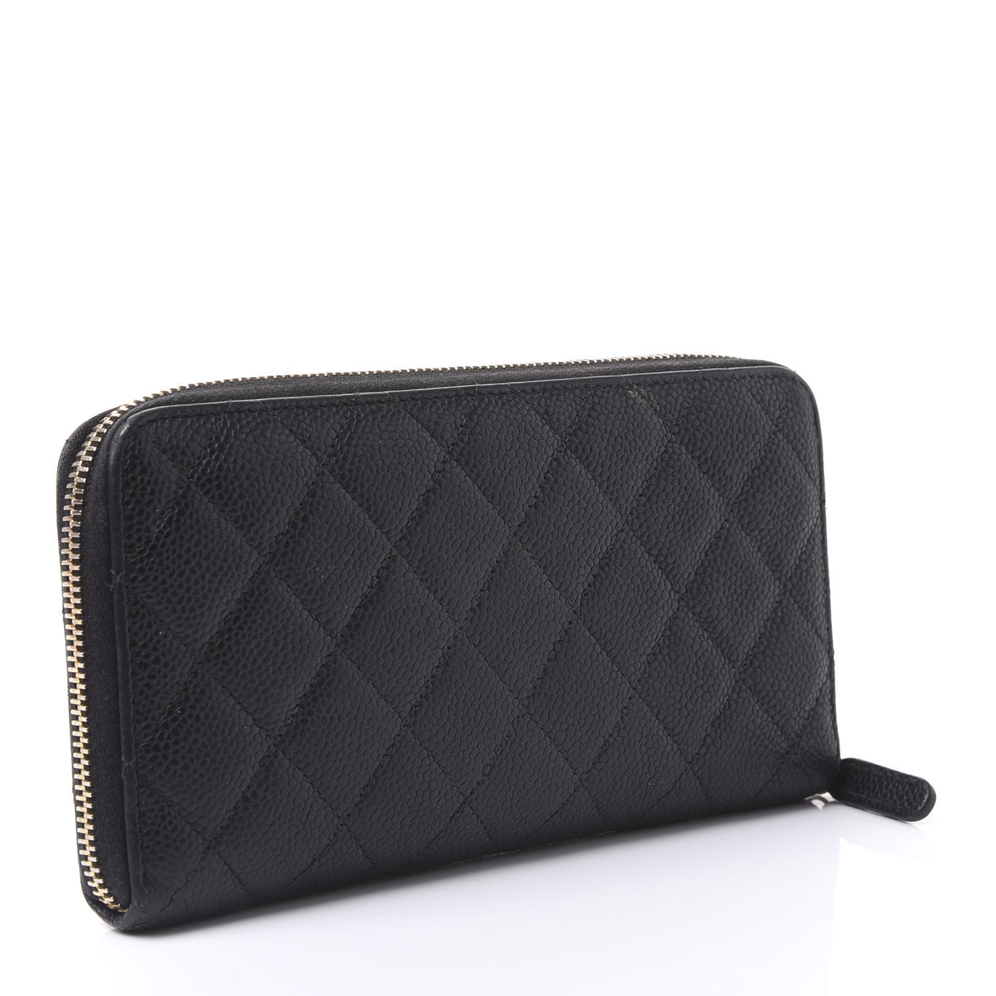 Caviar Quilted Large Gusset Zip Around Wallet Black