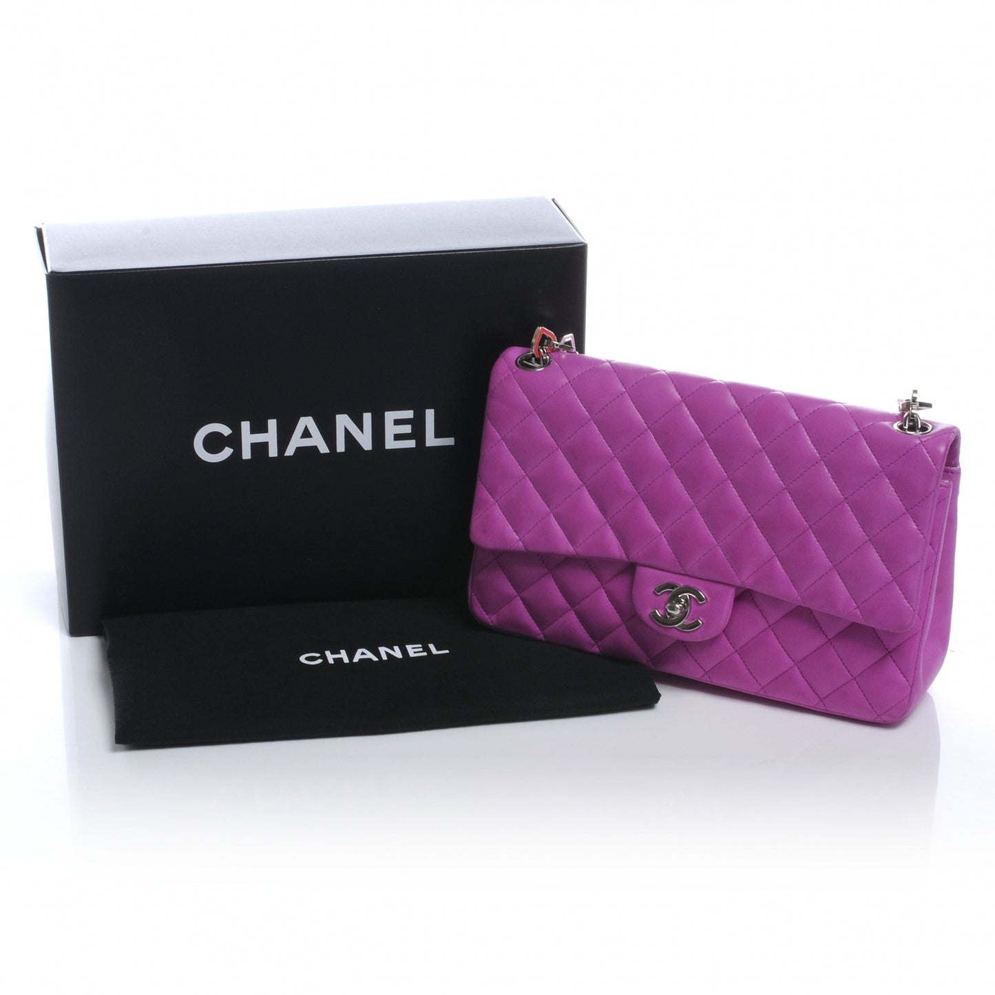 Lambskin Heart Valentine Medium Flap Fuchsia