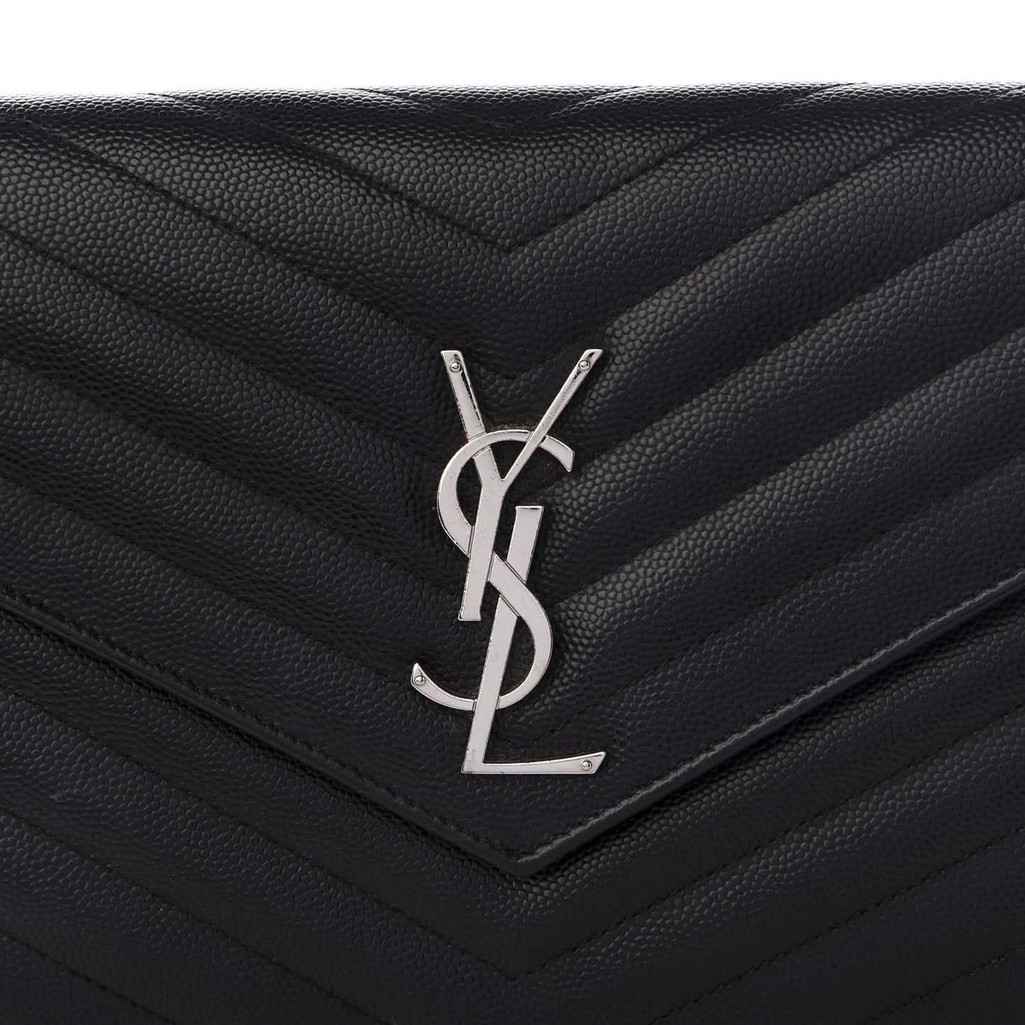 Grain De Poudre Matelasse Chevron Monogram Chain Wallet Black