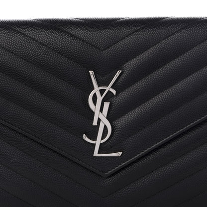 Saint Laurent Grain De Poudre Matelasse Chevron Monogram Chain Wallet Black 8 of 8