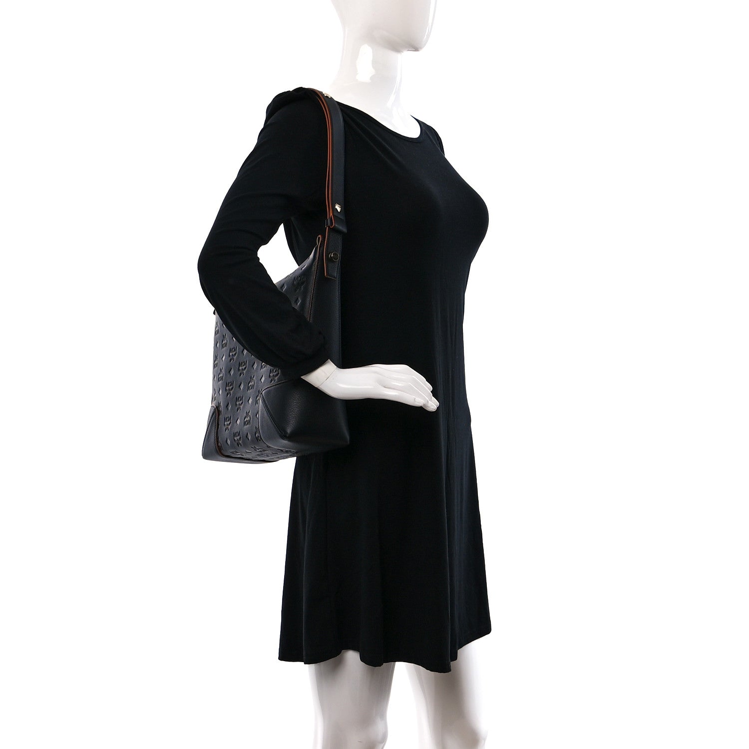 MCM Calfskin Ottomar Monogram Medium Klara Hobo Black 2 of 8