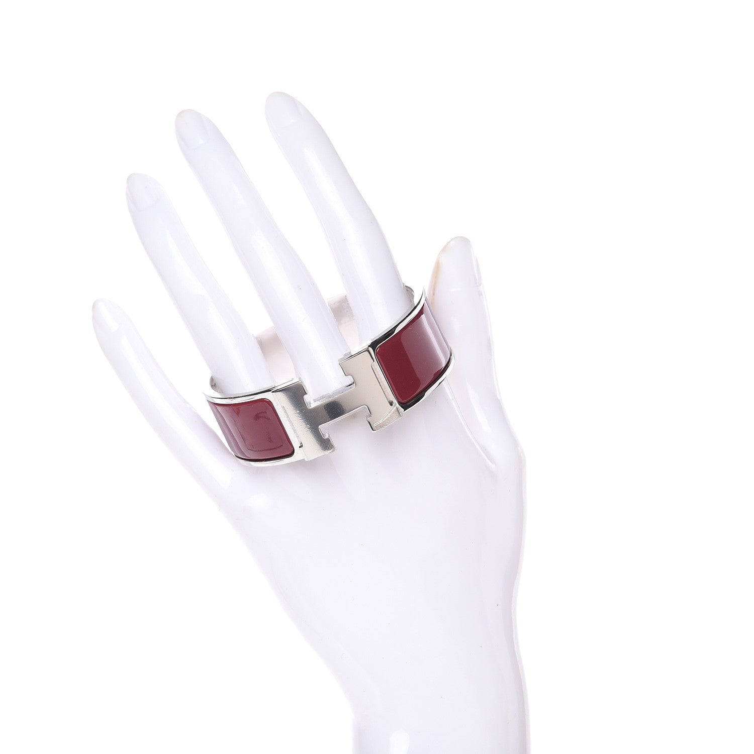 Hermes Enamel Wide Clic Clac H Bracelet PM Rouge De Chine 2 of 5