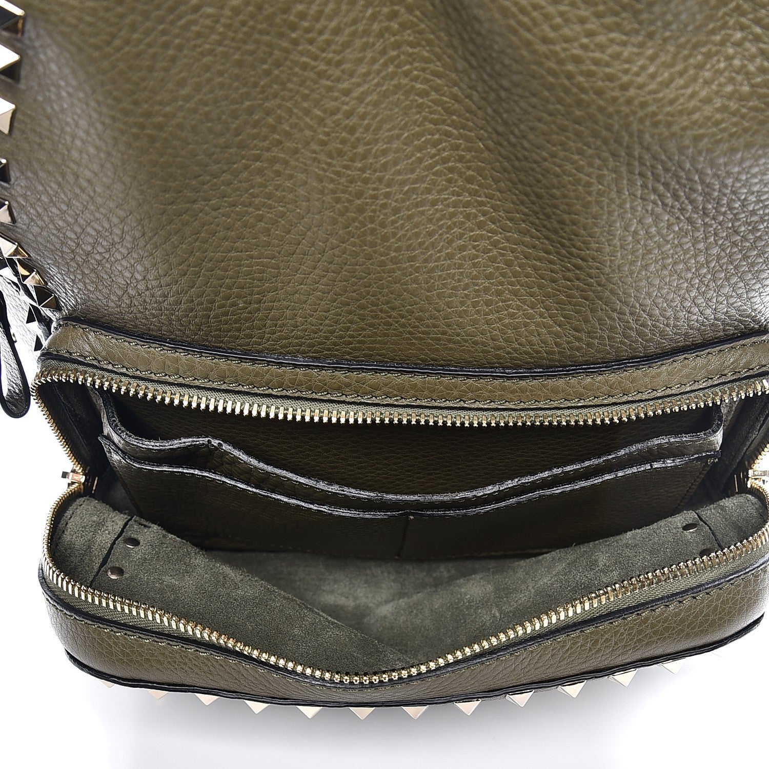 Valentino Garavani Grained Calfskin Medium Rockstud Backpack Army Green 8 of 8