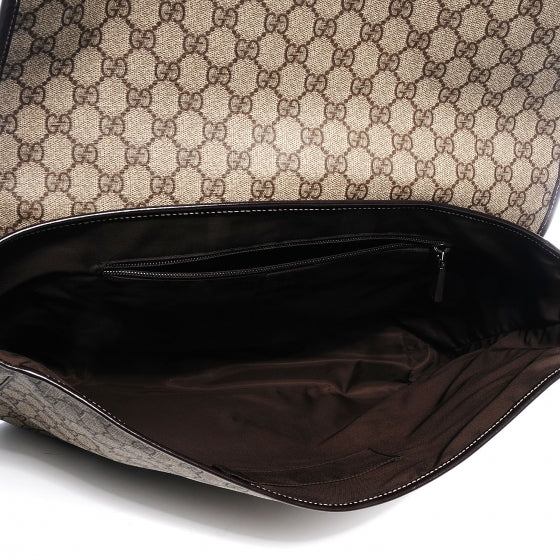 GG Supreme Monogram Large Interlocking G Flap Messenger Bag Beige Dark Brown